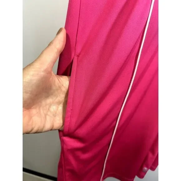 IZOD Women's Sleeveless 1/4 Zipper Polo Mini Golf Dress Pink Size Medium - Picture 8 of 8